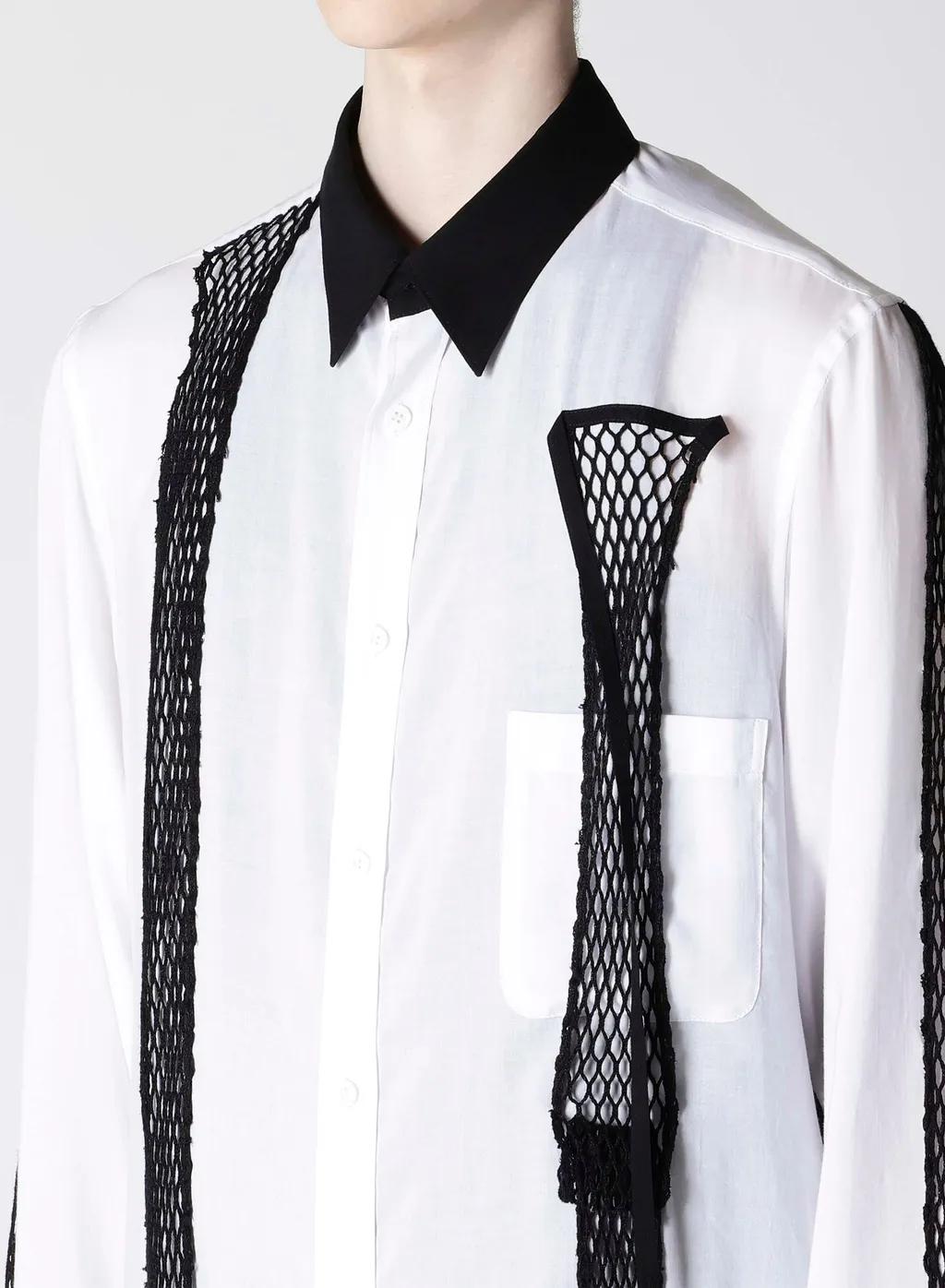 Cellulose Lawn Black Mesh Tp Blouse