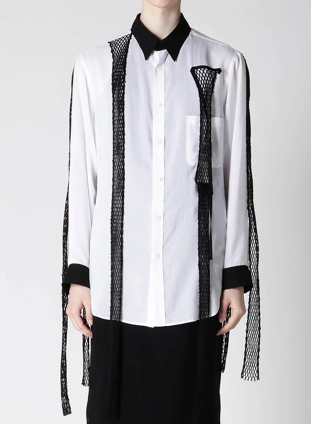 Cellulose Lawn Black Mesh Tp Blouse