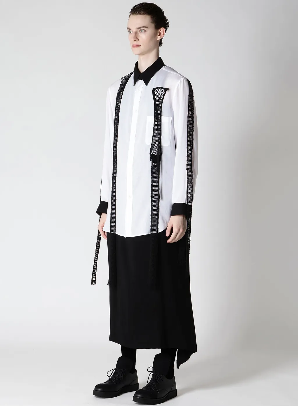 Cellulose Lawn Black Mesh Tp Blouse