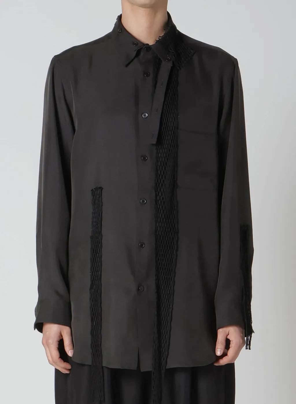 22M French Twill Mesh Tp Grey Blouse