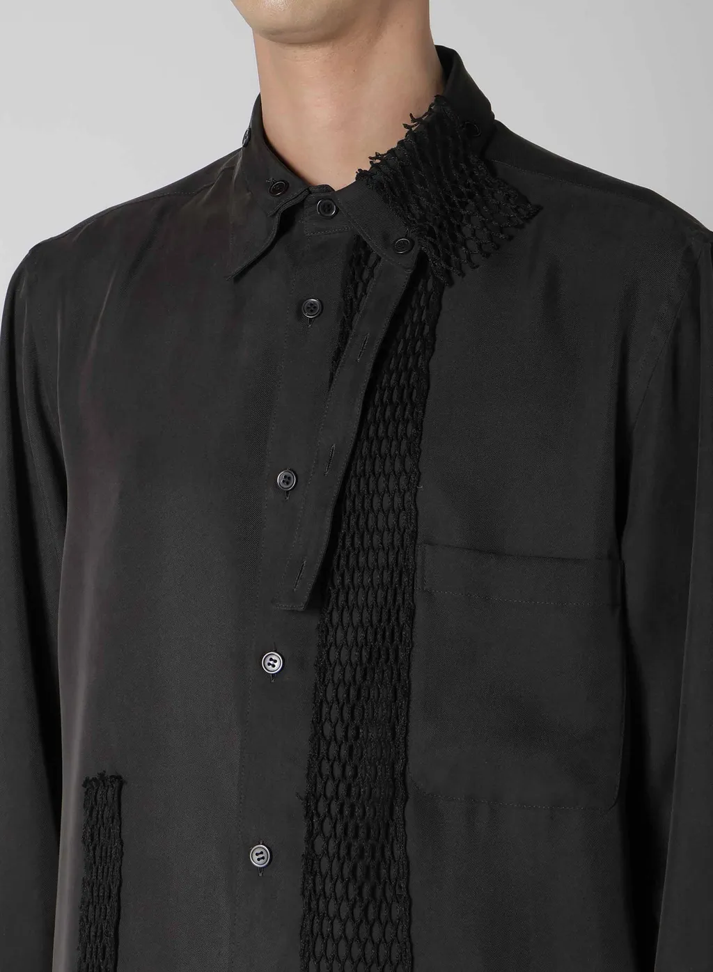 22M French Twill Mesh Tp Grey Blouse