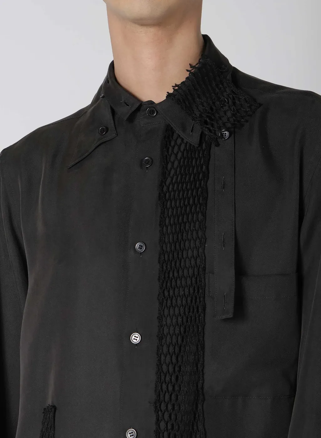 22M French Twill Mesh Tp Grey Blouse