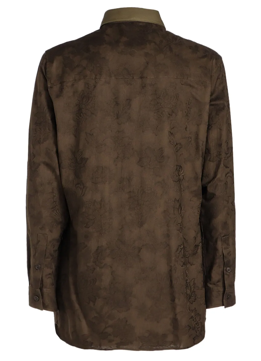 Khaki Flower Jq Arranged Spare Collar Blouse