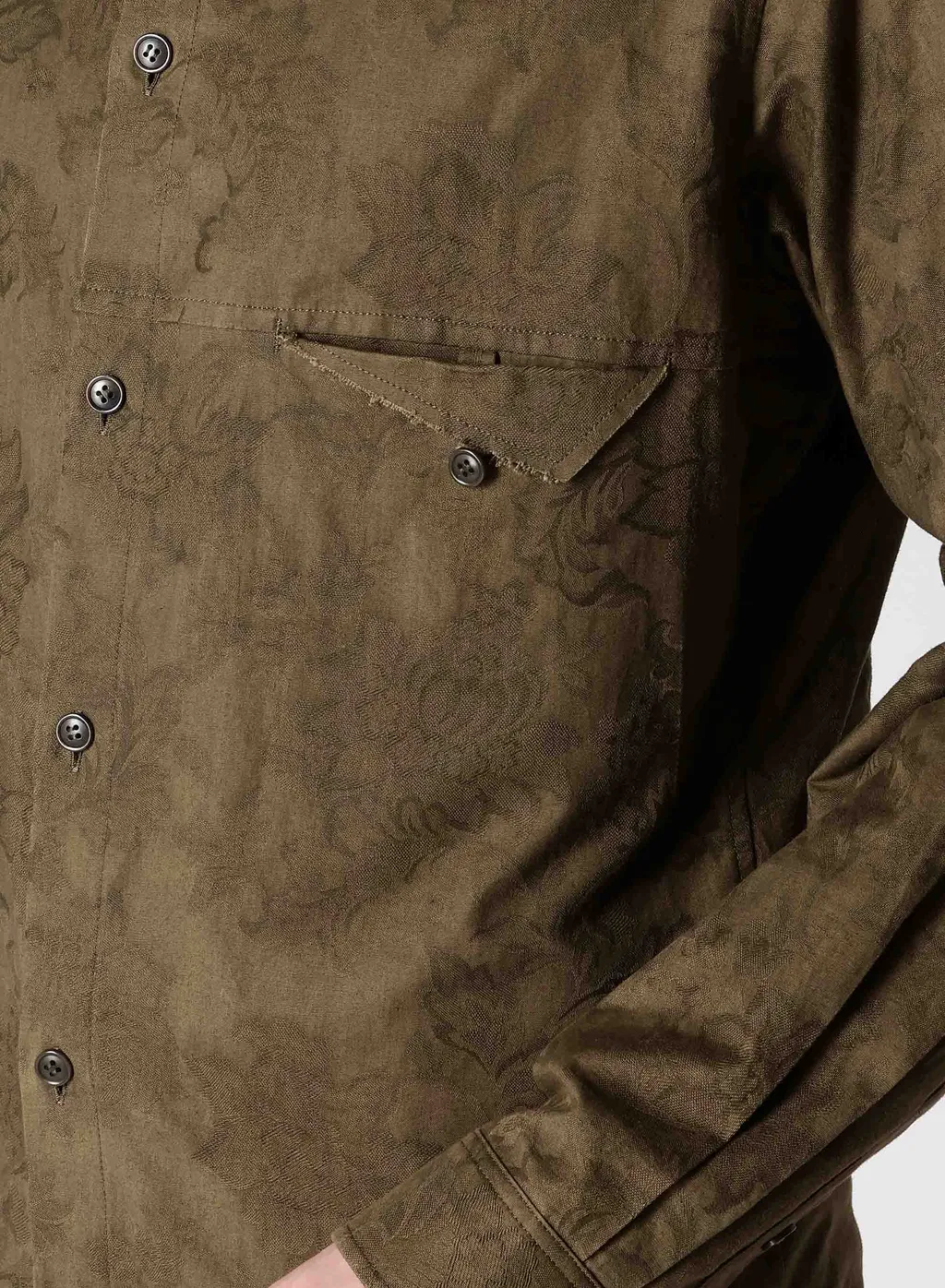 Khaki Flower Jq Arranged Spare Collar Blouse