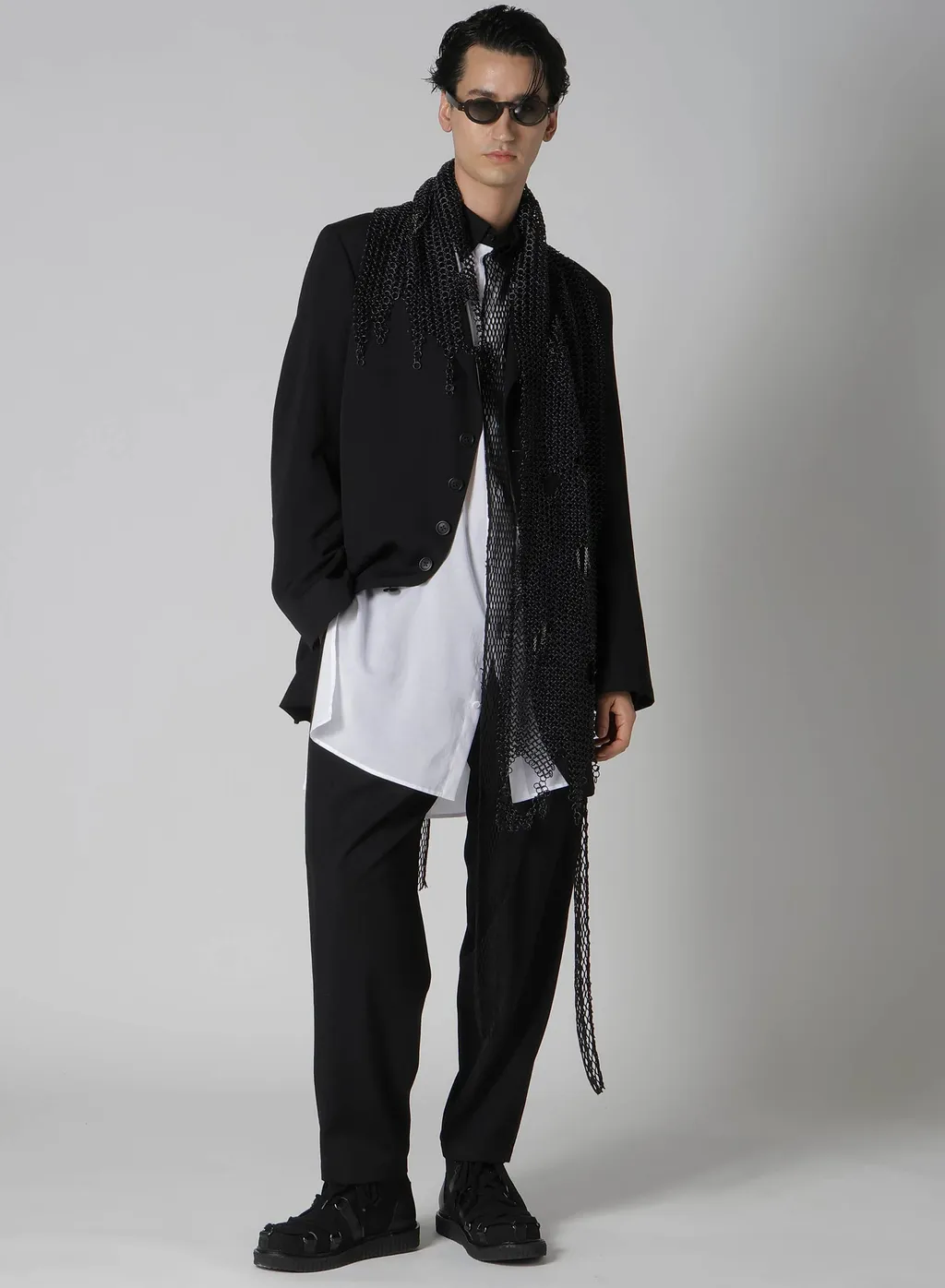 Cellulose Lawn Black Mesh Blouse