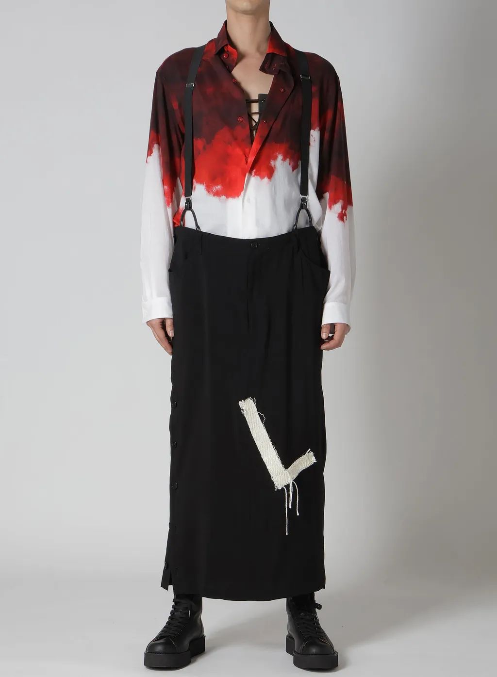 Cu/Ry/S Gabardine Patch Right Side Vents Skirt