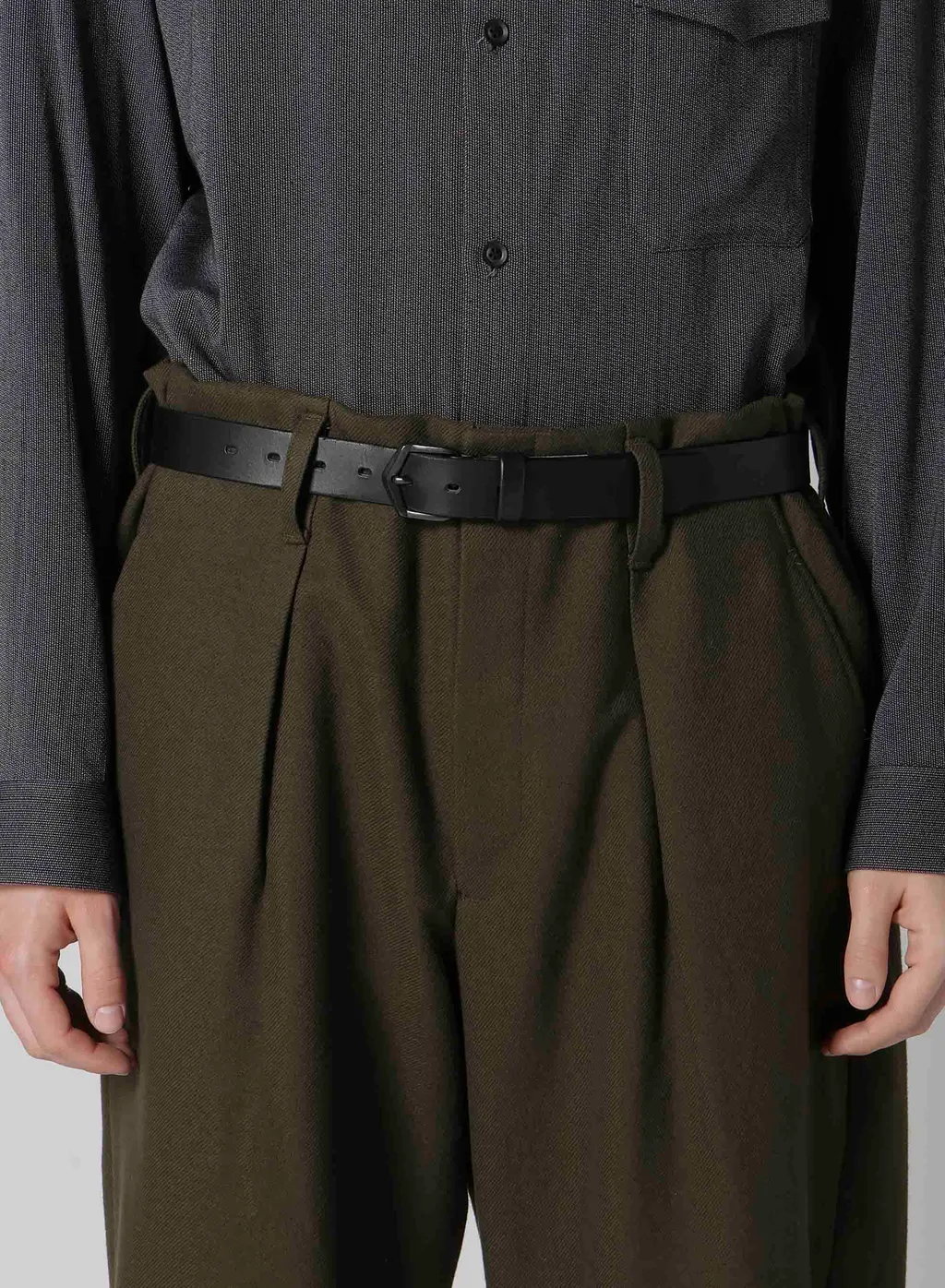 Khaki C/W Serge Hem Belt Pants