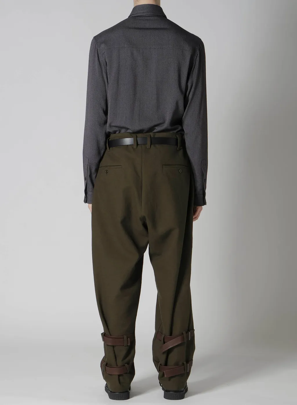 Khaki C/W Serge Hem Belt Pants