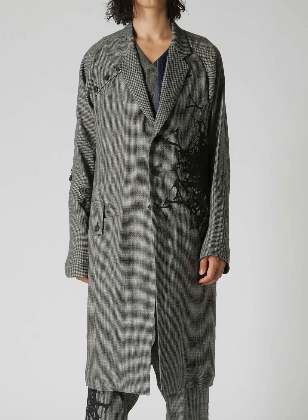 Patterned Multi Fabric Buttoned Jacket