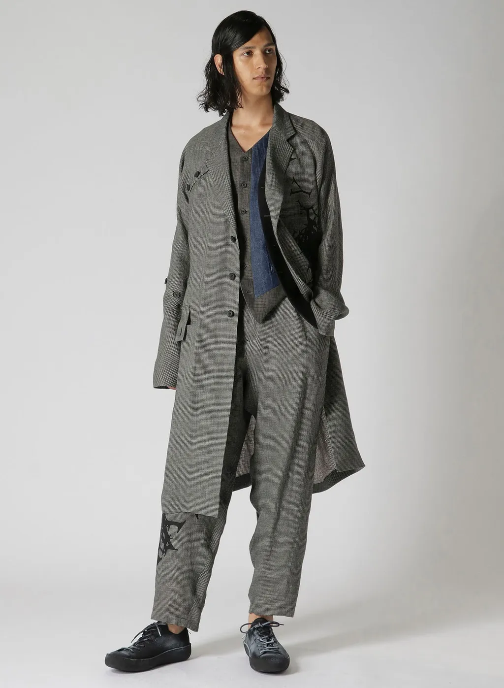 Patterned Multi Fabric Buttoned Jacket