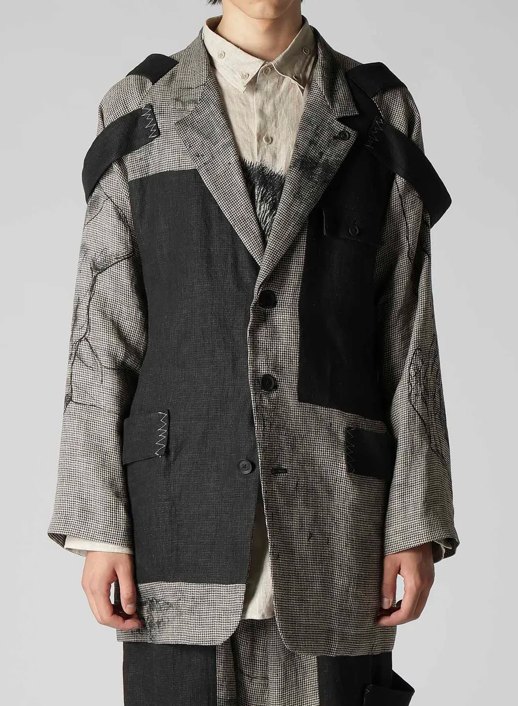Dual Fabric Jacket With Shoulder Epaulettes