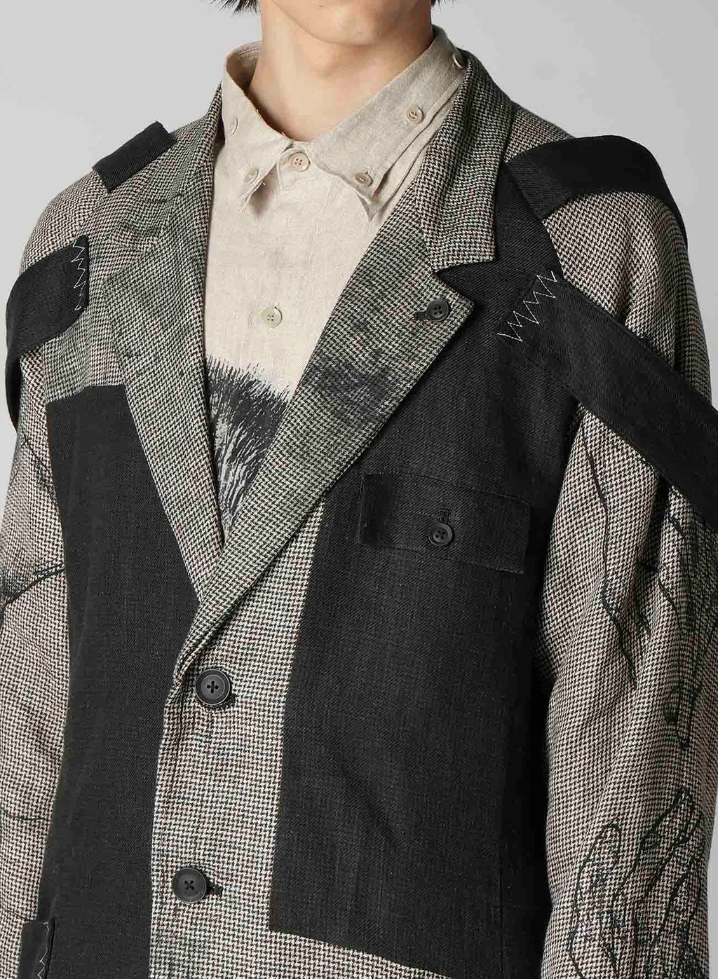 Dual Fabric Jacket With Shoulder Epaulettes