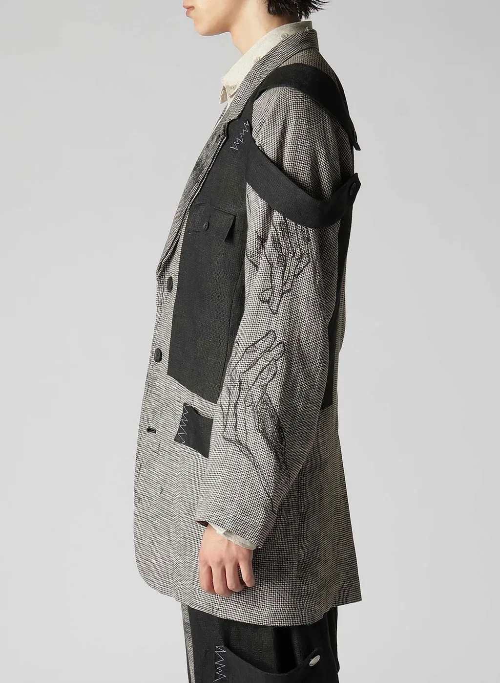 Dual Fabric Jacket With Shoulder Epaulettes