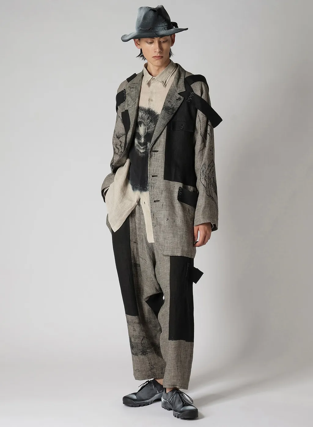 Dual Fabric Jacket With Shoulder Epaulettes
