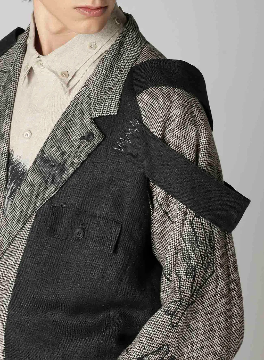 Dual Fabric Jacket With Shoulder Epaulettes