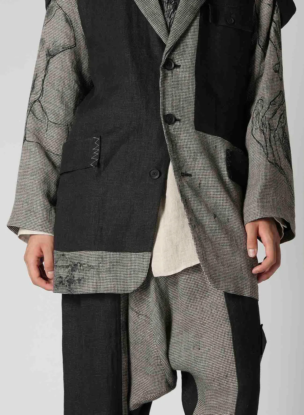 Dual Fabric Jacket With Shoulder Epaulettes