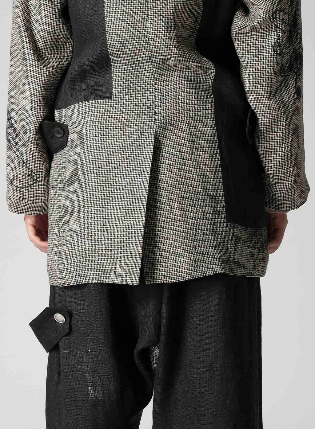 Dual Fabric Jacket With Shoulder Epaulettes