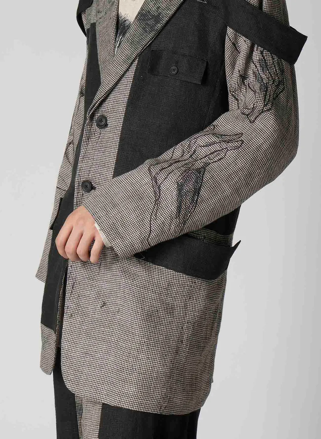 Dual Fabric Jacket With Shoulder Epaulettes