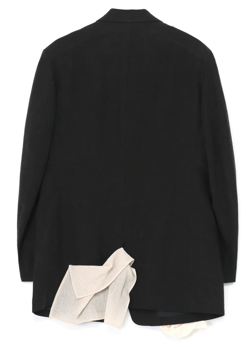 Ink Bkack Flax Wool Cloth N-Left Side Draped Jkt