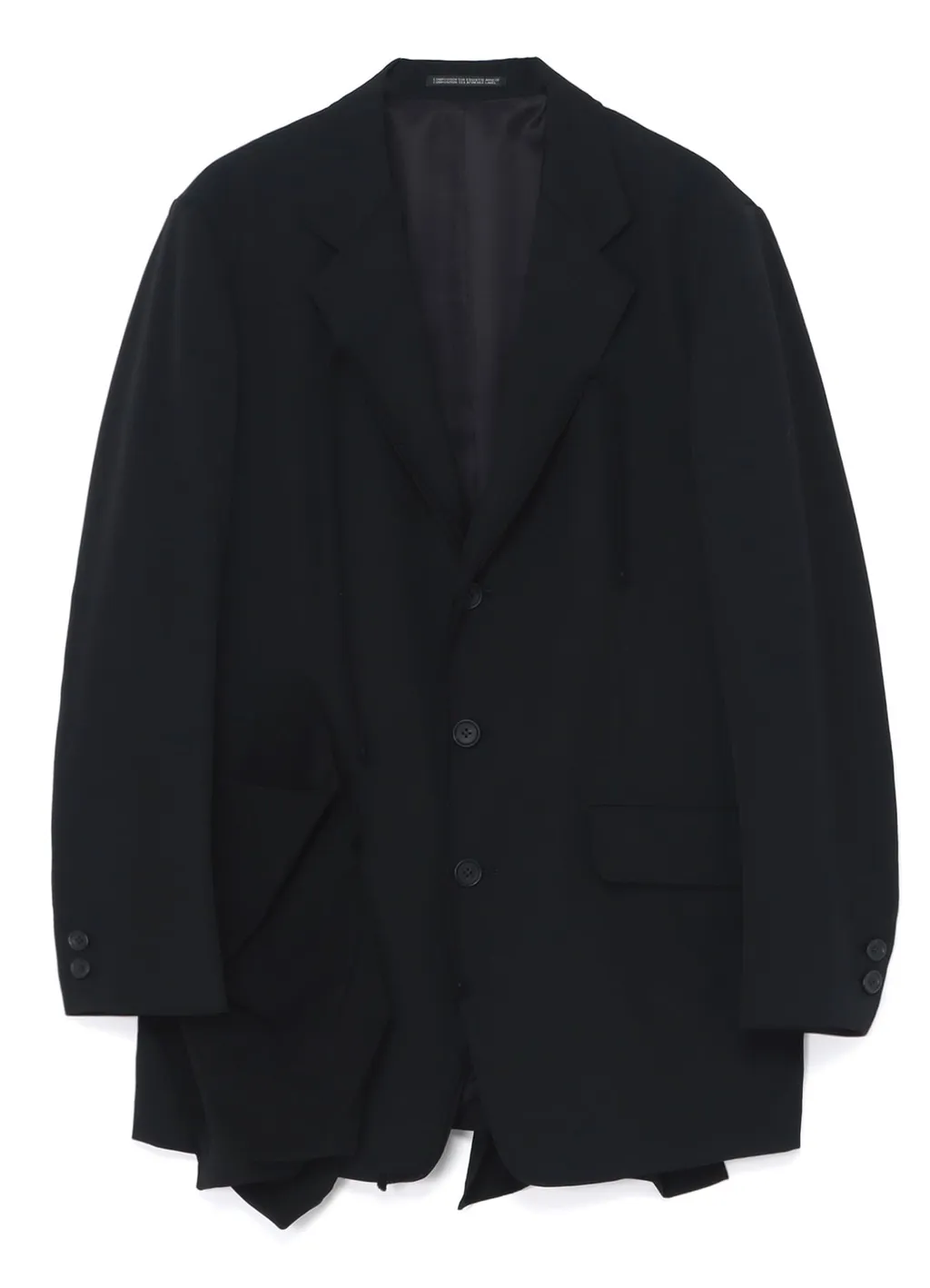Wool Gabardine Left Side Draped Jacket