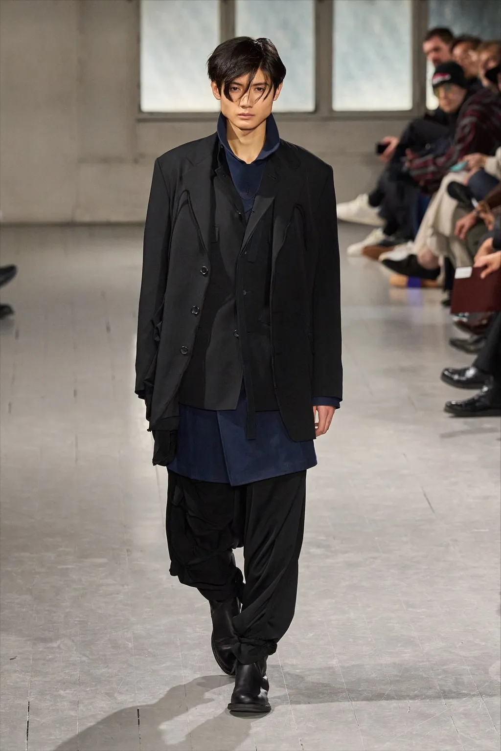 Wool Gabardine Left Side Draped Jacket