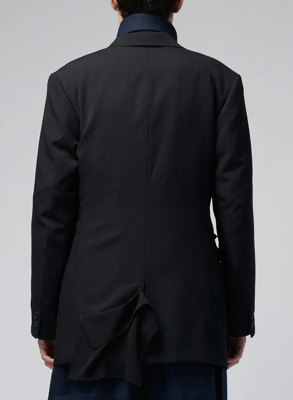 Wool Gabardine Left Side Draped Jacket