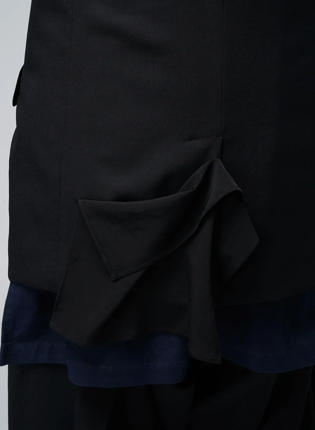 Wool Gabardine Left Side Draped Jacket