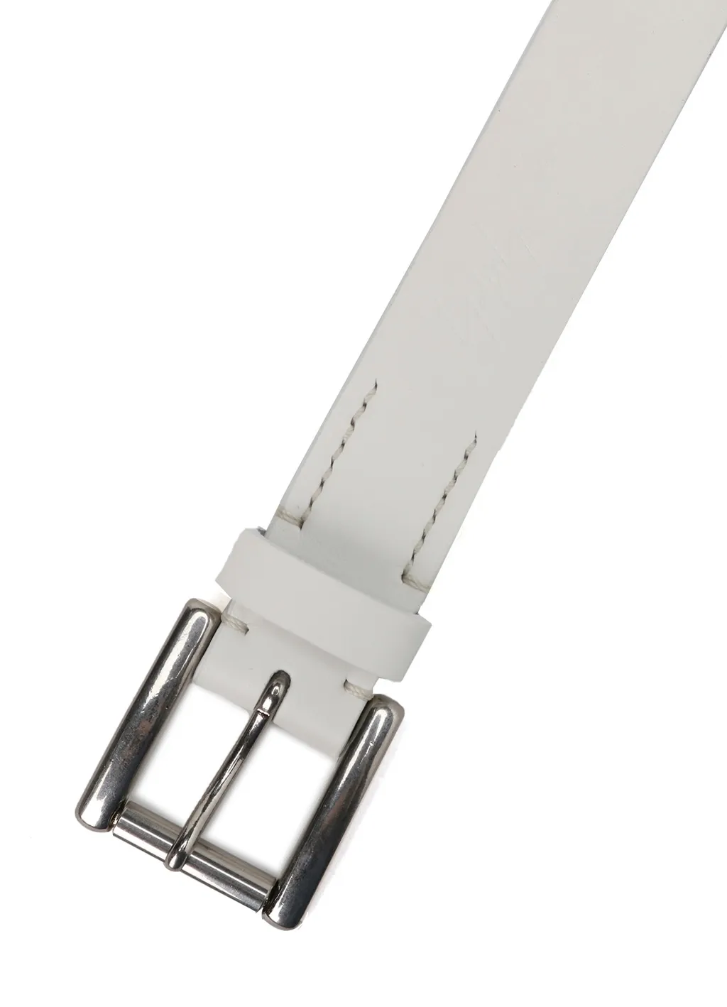 White Leather 30Mm Plain Belt