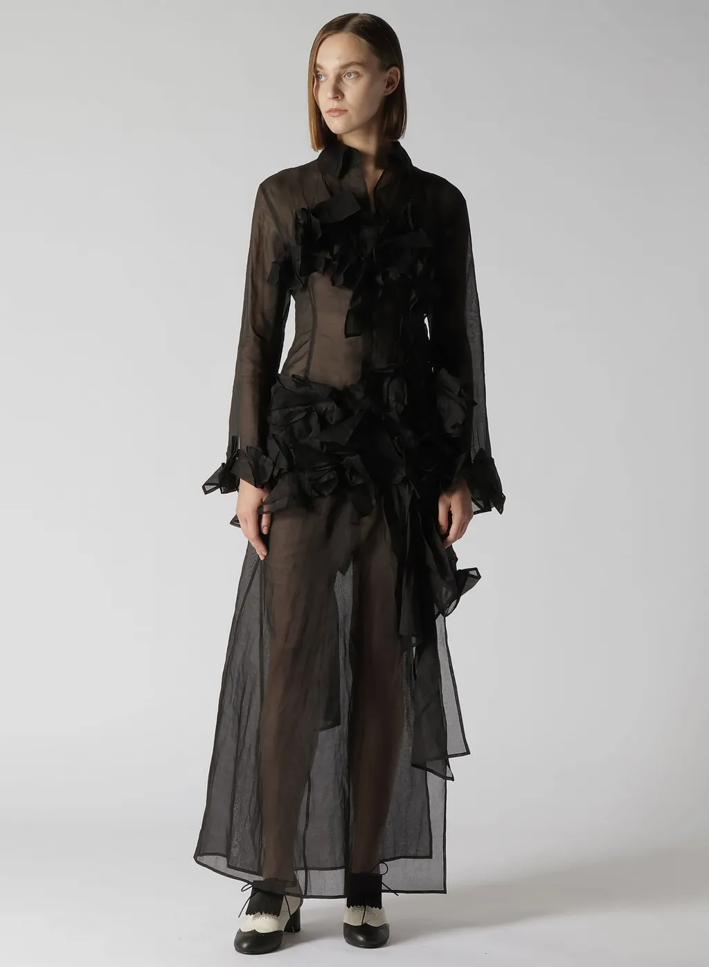Organza Lawn Folded Shirt Dress