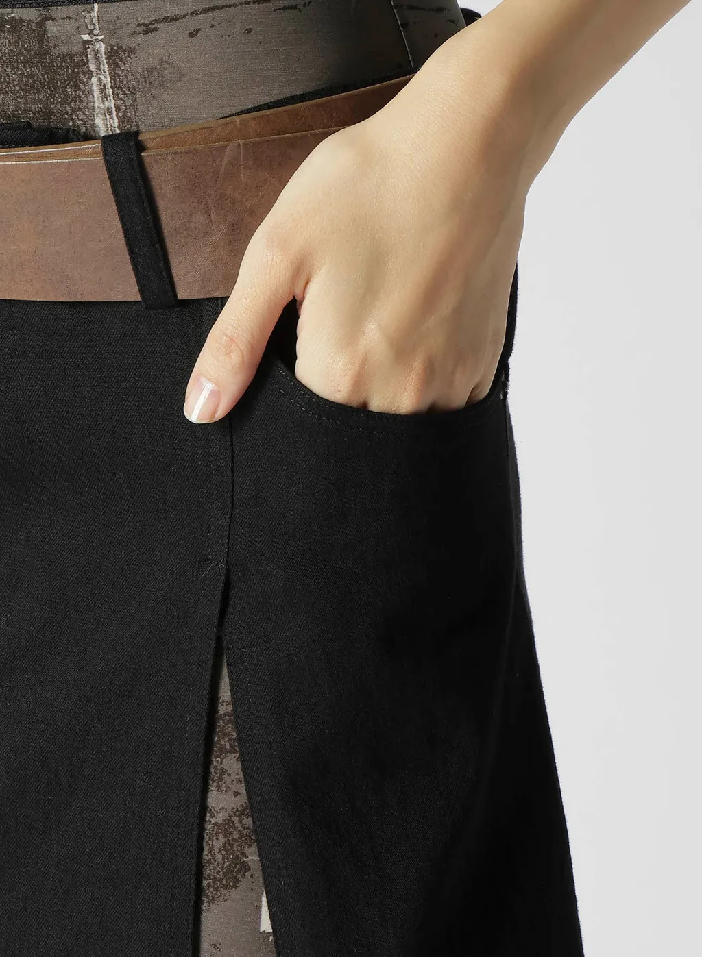 7.6Oz Uneven Yarn Denim L Slit Slim Fit Skirt