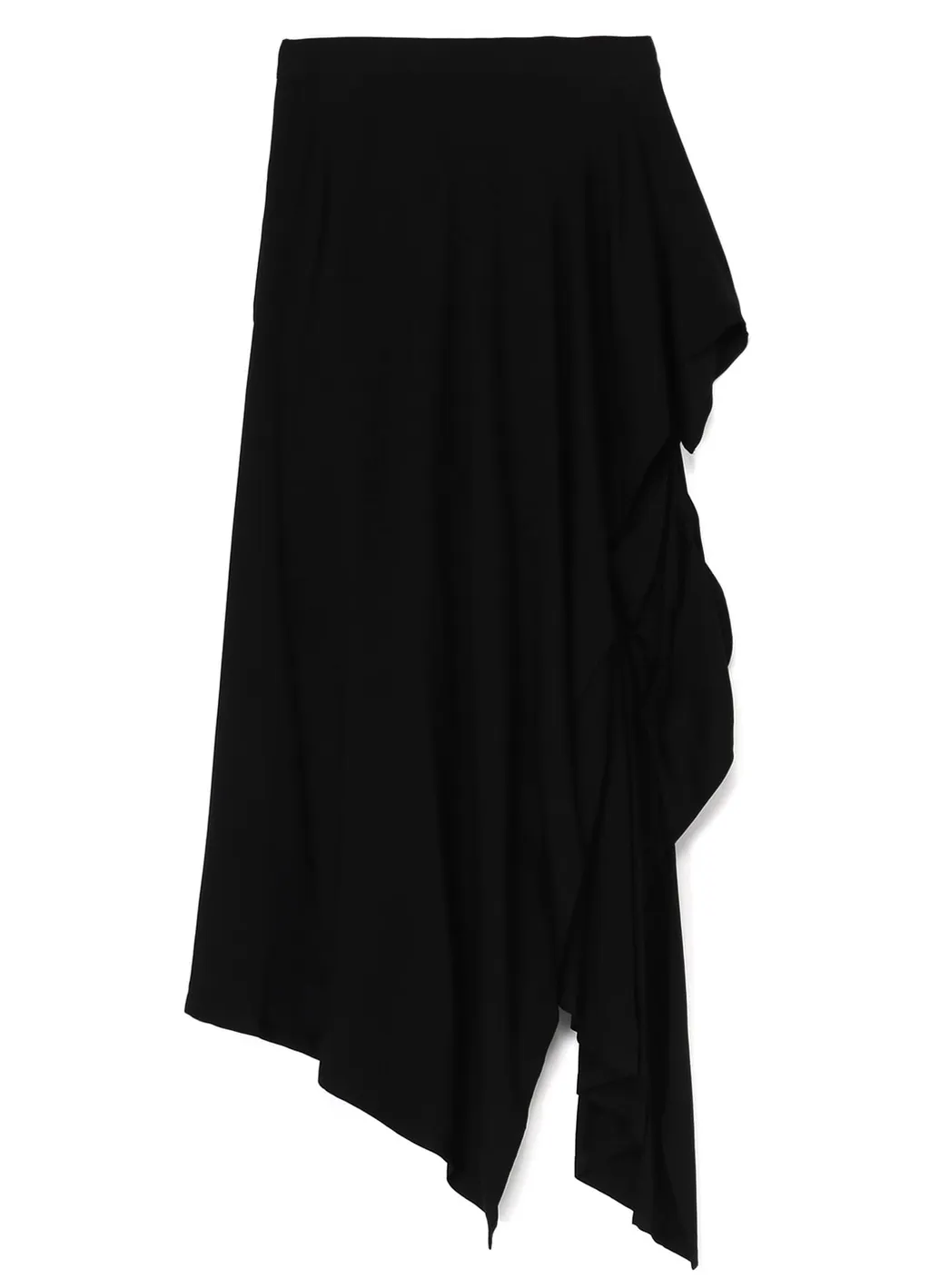 Rayon Satin Pleated Asymmetric Skirt