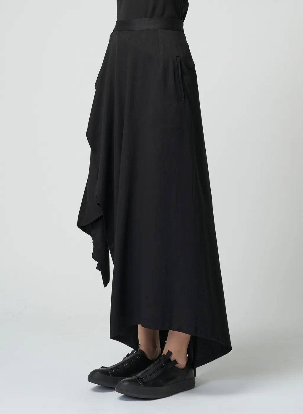 Rayon Satin Pleated Asymmetric Skirt
