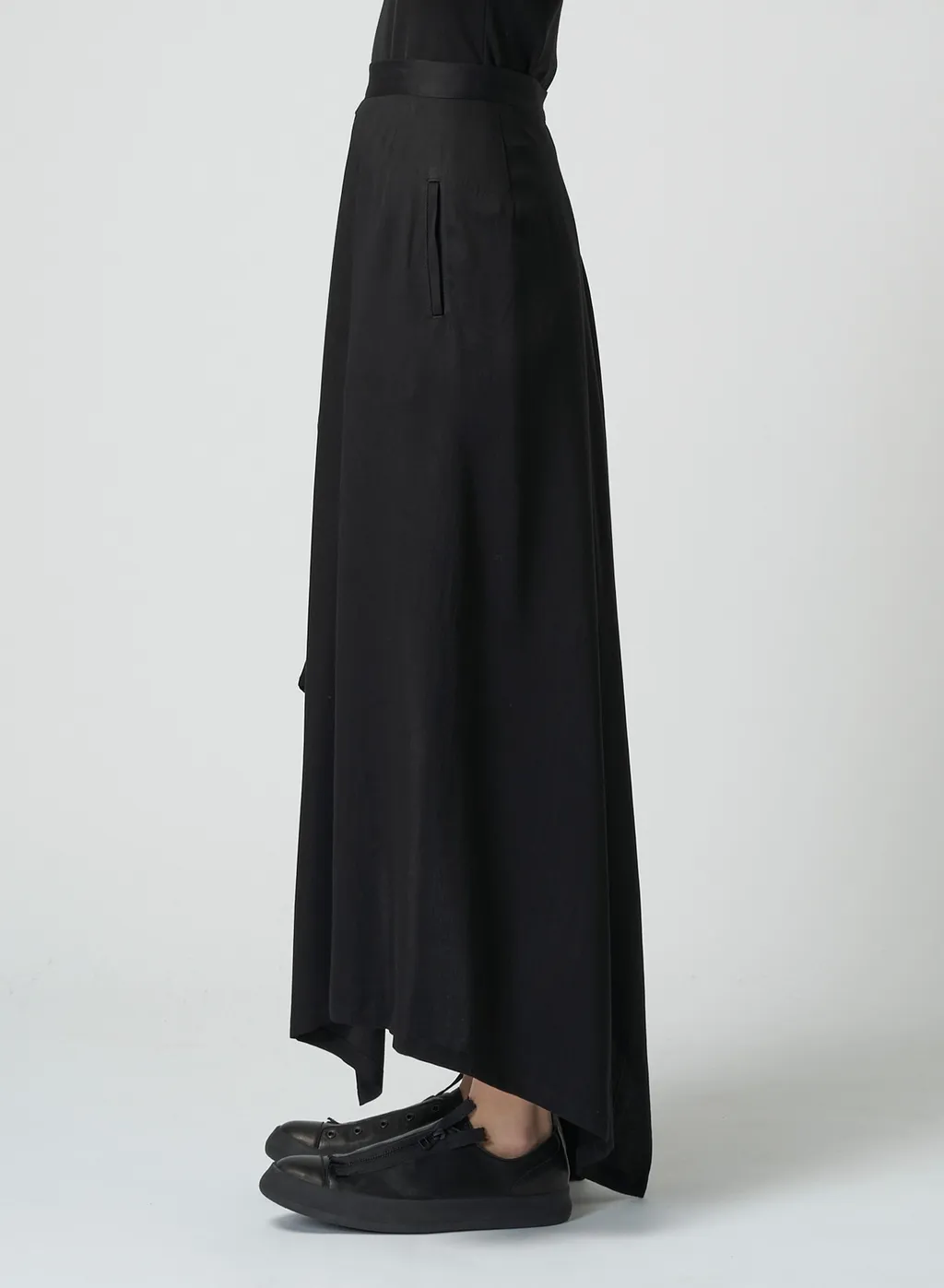 Rayon Satin Pleated Asymmetric Skirt