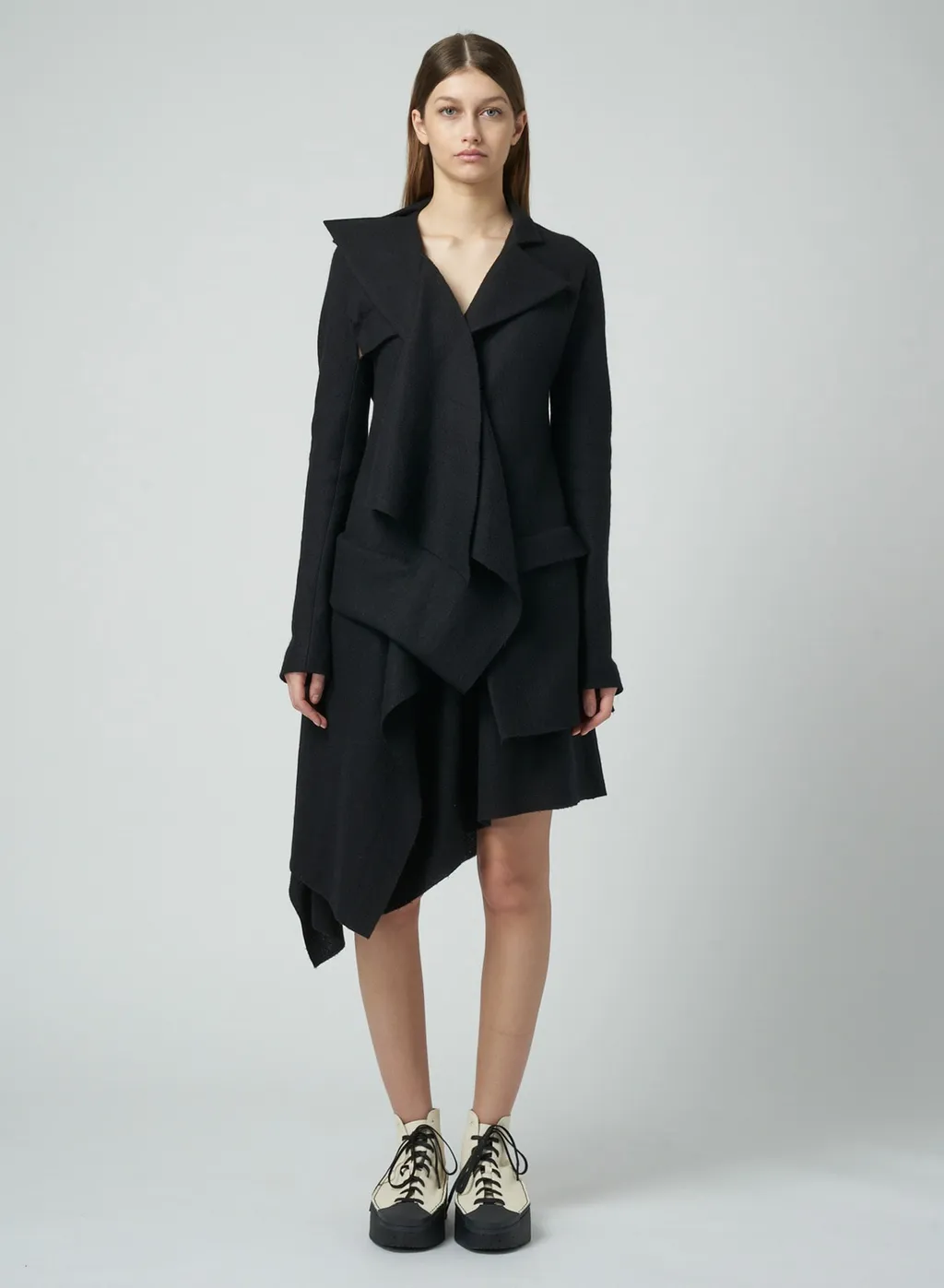 Gauze Herringbone R Draped Short Skirt