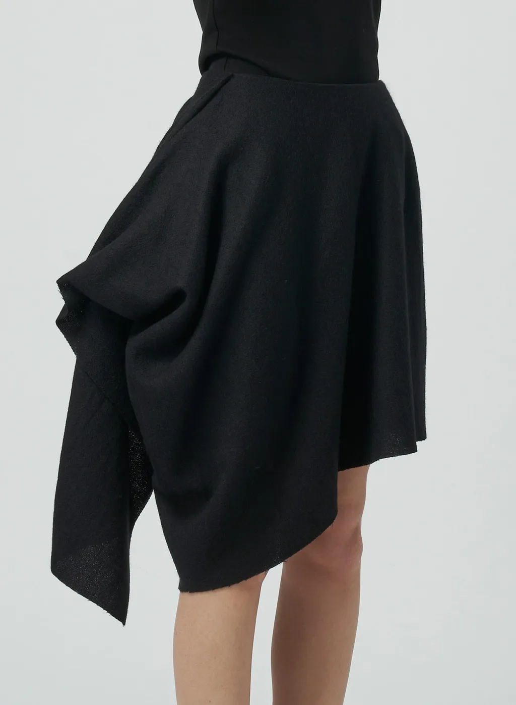 Gauze Herringbone R Draped Short Skirt