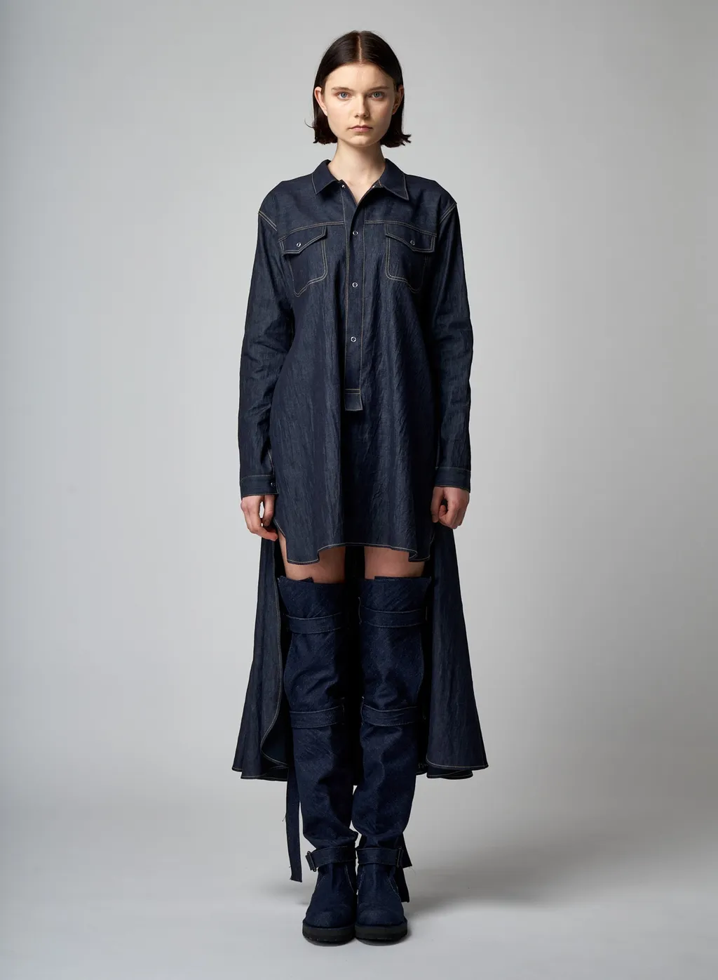12 Oz Uneven Yarn Denim Long Strap Denim Boots
