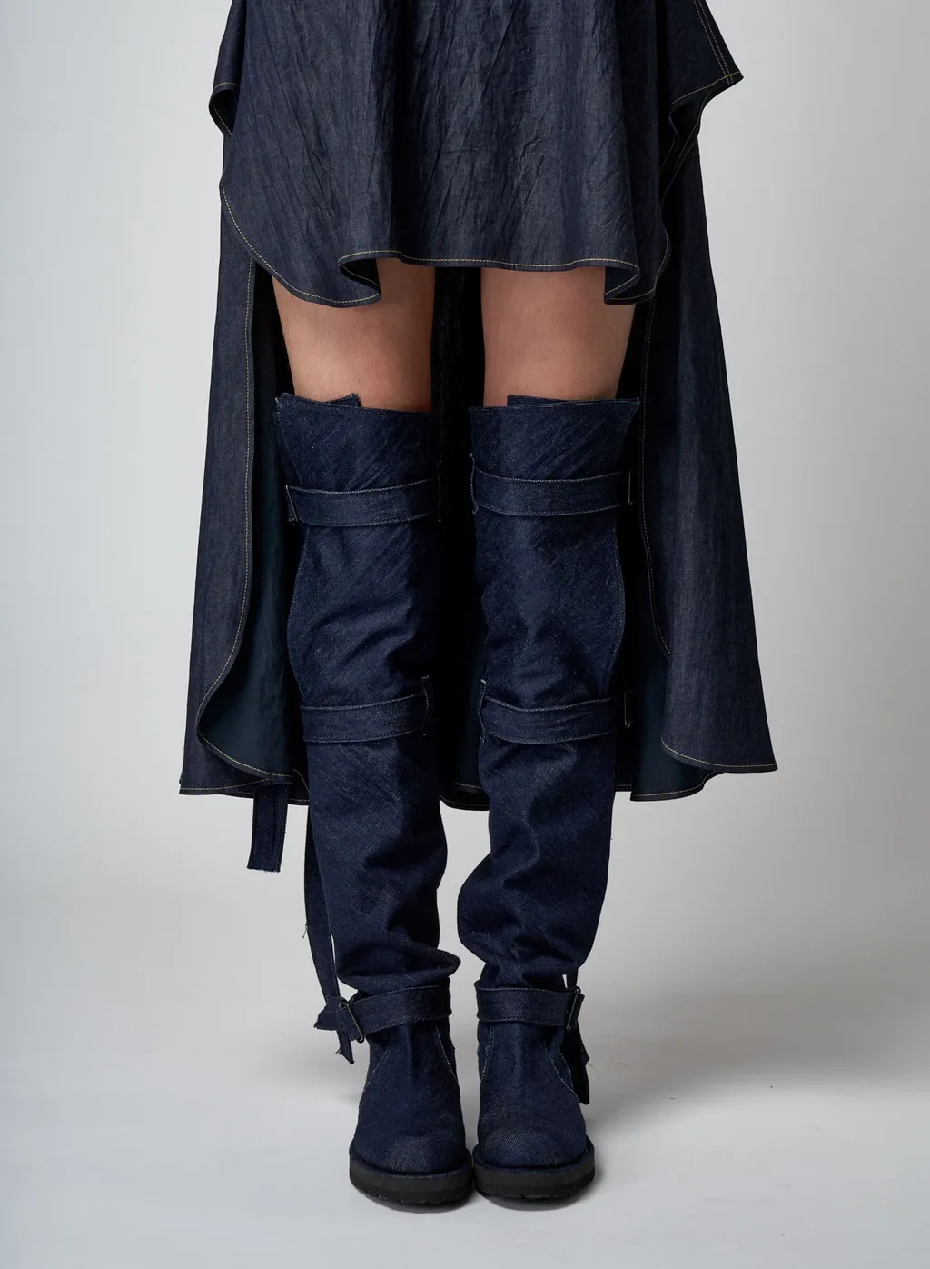 12 Oz Uneven Yarn Denim Long Strap Denim Boots