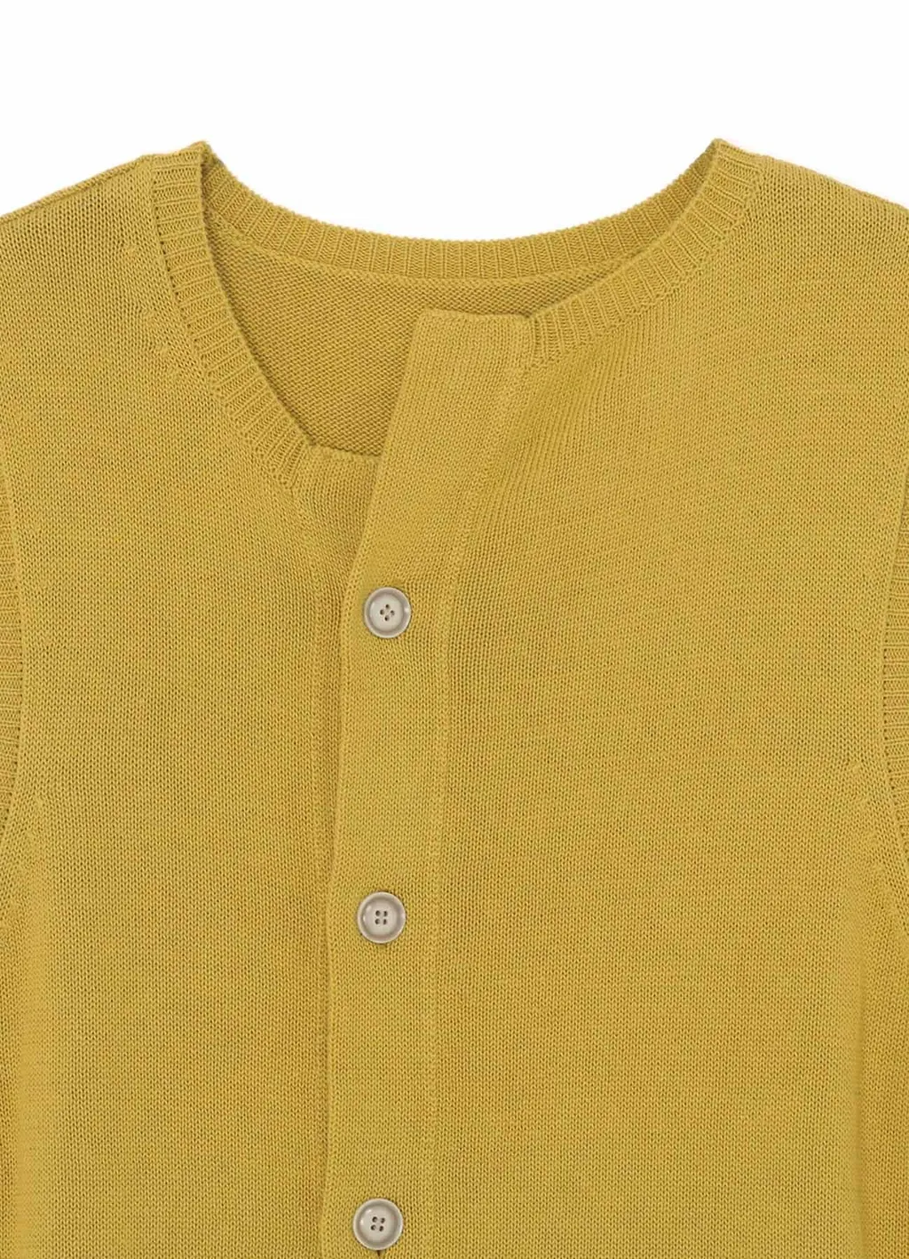 Cotton Linen 30/2 Long Vest With Uneven Neckline