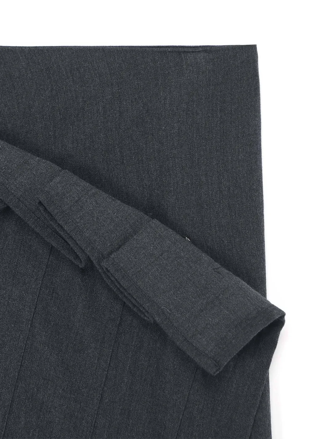 Wrinkled Wool/Rayon Twill Pleated Wrap Skirt