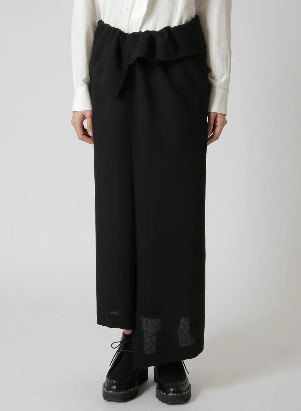 Wash-Treated Wool/Rayon Asymmetric Tube Skirt