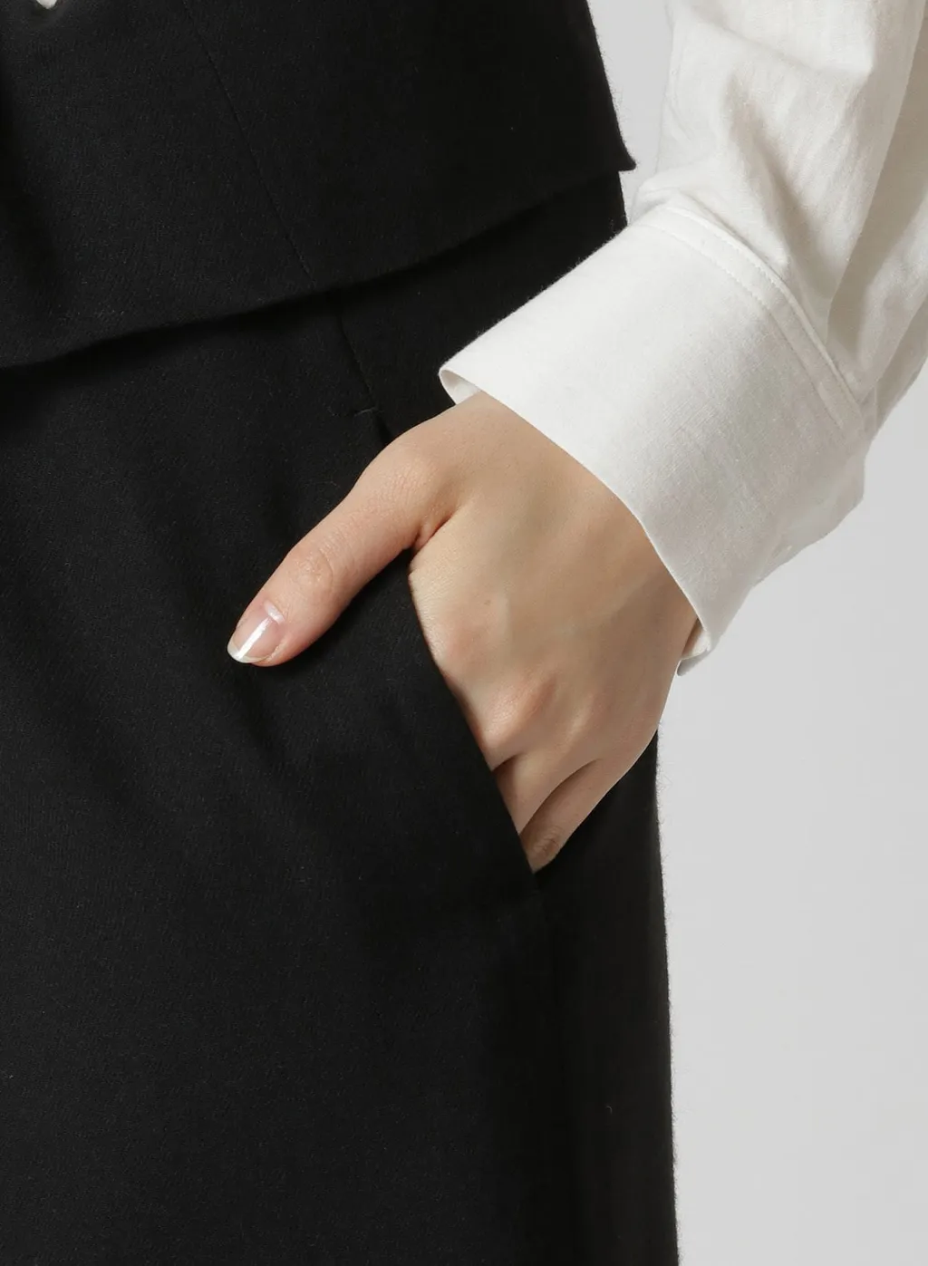 Wash-Treated Wool/Rayon Asymmetric Tube Skirt