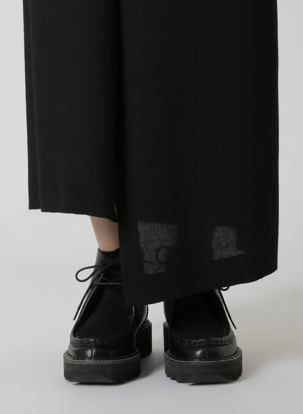 Wash-Treated Wool/Rayon Asymmetric Tube Skirt