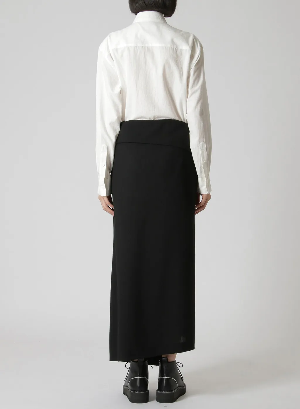 Wash-Treated Wool/Rayon Asymmetric Tube Skirt