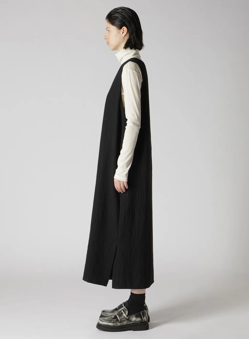 Wool Pinstripe Sleeveless Dress