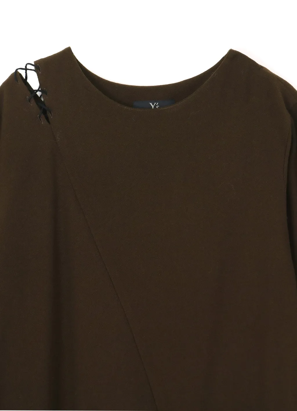 Wool Flannel Lace-Up Shoulder Detail Dress