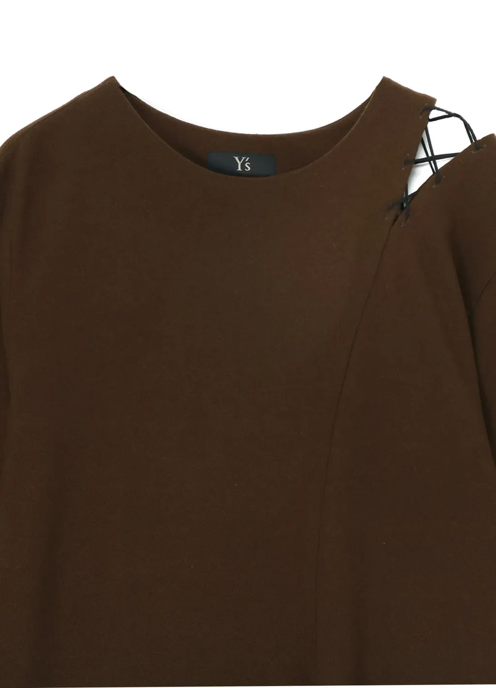 Wool Flannel Lace-Up Shoulder Detail Top