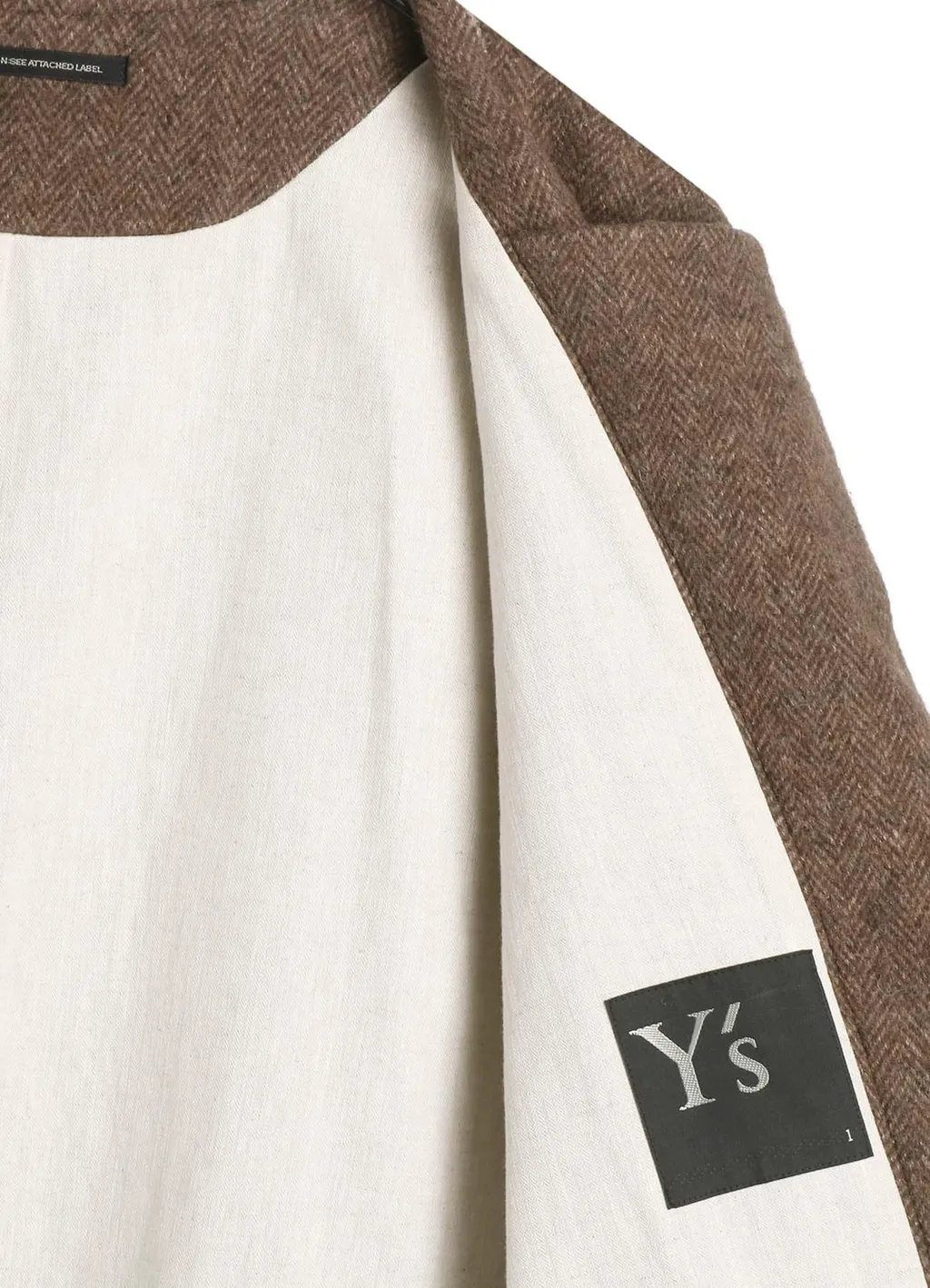 W/Li Herringbone Collarless Coat