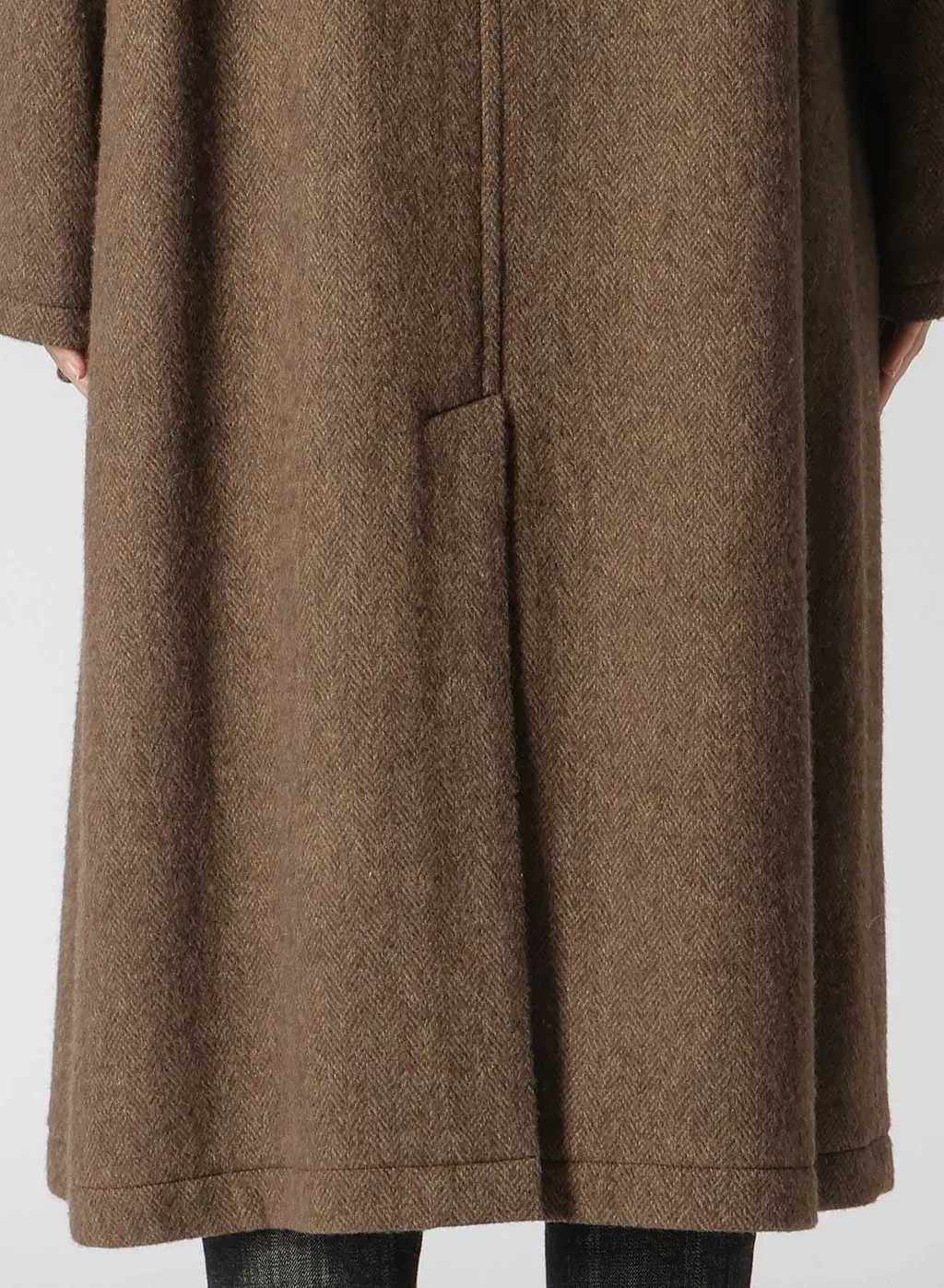 W/Li Herringbone Collarless Coat