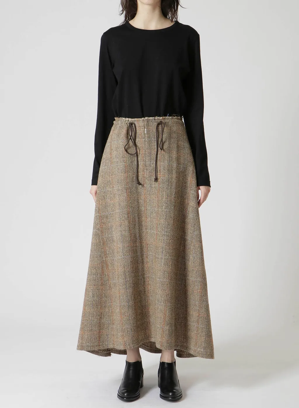 Wool British Tweed Back Drop Skirt