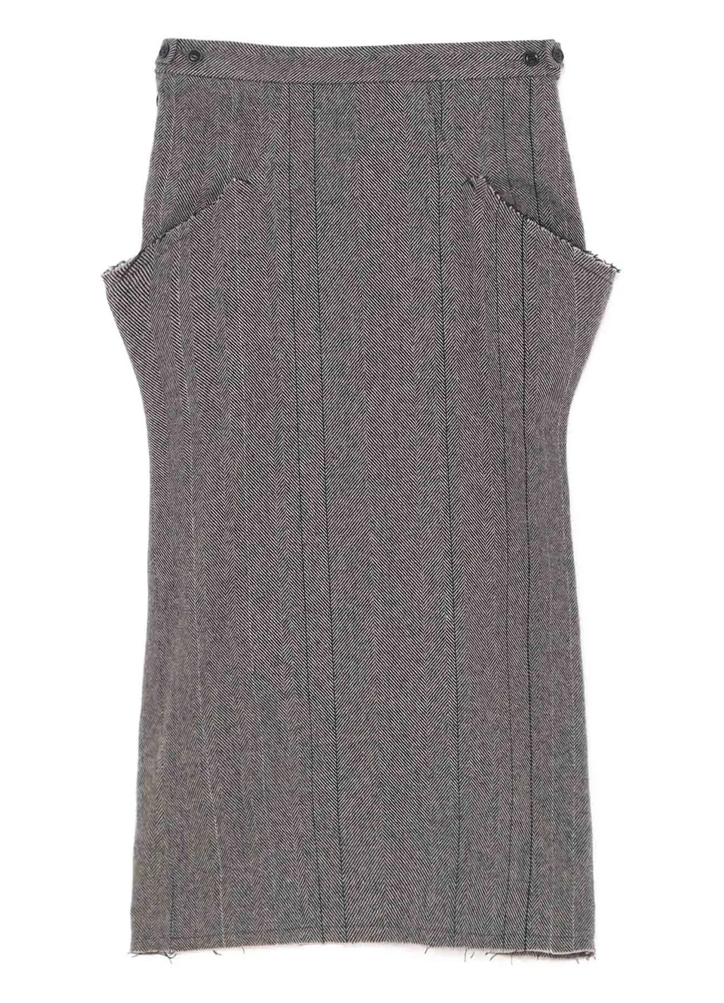 Wool Tweed Herringbone Long Pocket Skirt